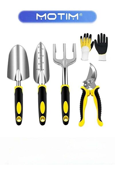 MOTIM 5 PCS Garden Tool Set Including Transplanting Spade Trowel Cultivator P...