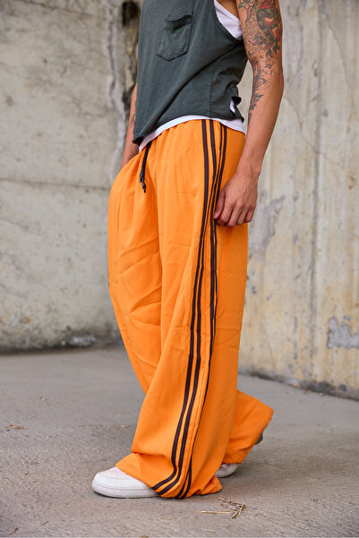Superbluemexico Men's Striped Detailed Loose Baggy Trousers