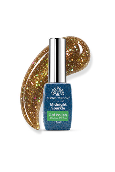 GLOBAL FASHION Professional Midnight Sparkle Gel Polish 8ml UV LED, HEMA TPO ...
