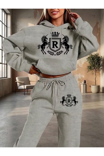 WOODROFFE Unisex Royal Oversize Hooded Tracksuit Set Loose Fit