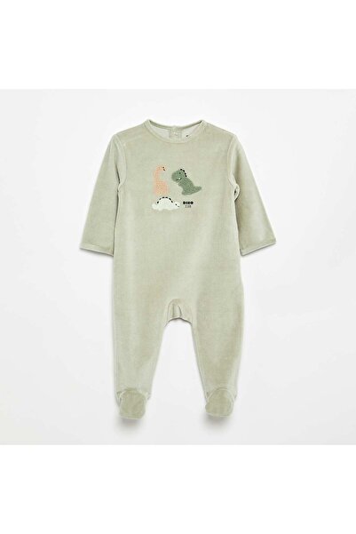 KIABI Velour Sleepsuit Green