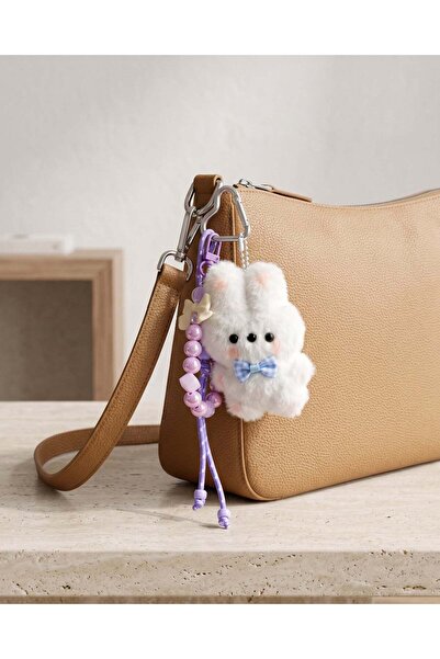 REDTAG Women White Plush Rabbit Bag Charm Key Ring