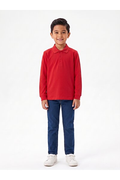Pengim Erkek Çocuk Siyah Polo Yaka Uzun Kollu Sweatshirt / Penye Tişört %100 ...