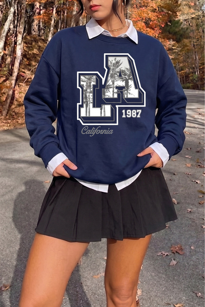 uyguntarz Unisex California Printed Crew Neck Sweatshirt