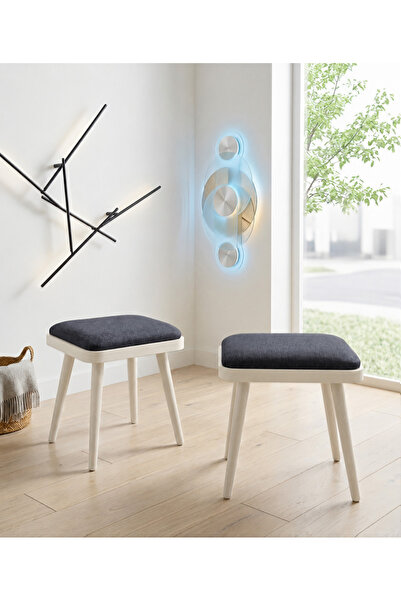 Uvi Collection VİNA MİNİ 2'li TABURE KREM ANTRASİT