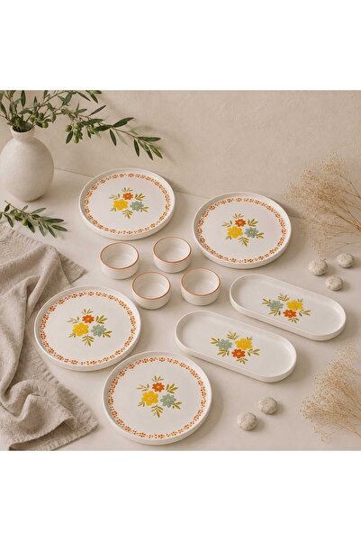 Evidea Kitchen Flower 10 Parça Kahvaltı Takımı - Renkli
