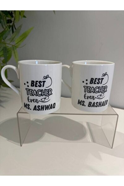 shukran كوب " Best Teacher Ever " بطباعة اسم المعلمة | تصميم مخصص