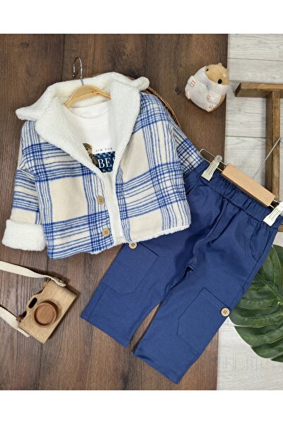 my petit panda Fur-Lined Lumberjack Coat, Bear Teddy Printed Long Sleeve Badi...
