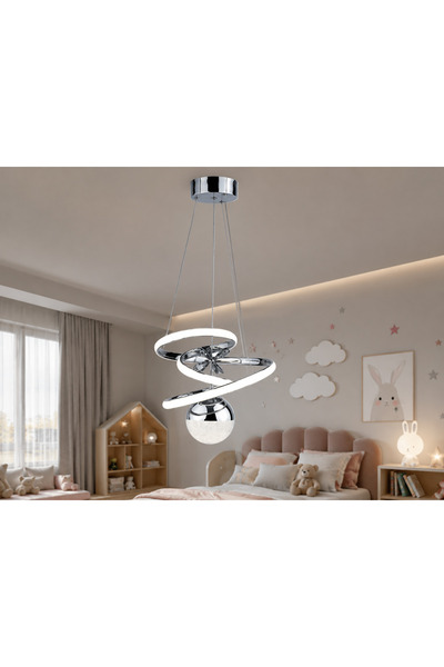 Eylül Tek Top K. Krom LED Avize – Modern Tasarım, 2 Yıl Garantili