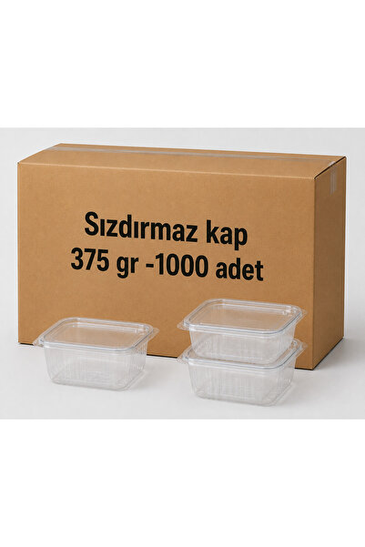 375 Gr Sızdırmaz Kap 1000 Adet – Şeffaf Plastik Gıda Kabı