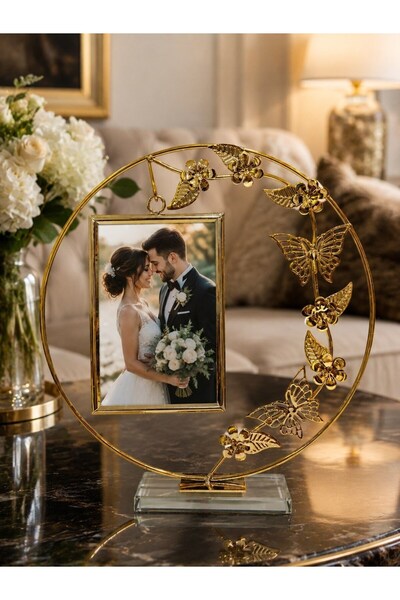 Lexi Bella Luxury Gold Butterfly and Flower Figured Plexiglass Based Metal Ph...