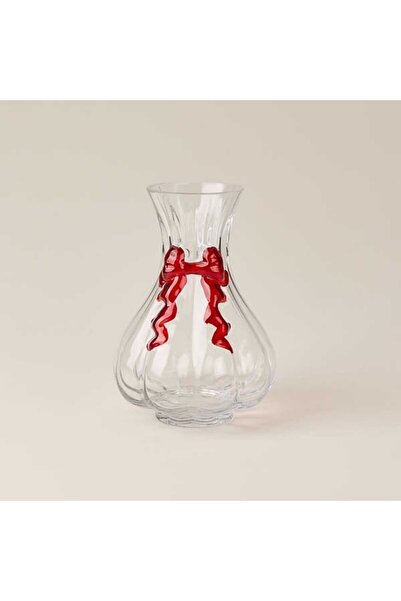 Evidea Deco Bow Vase - Transparent / Red - 20X14 cm