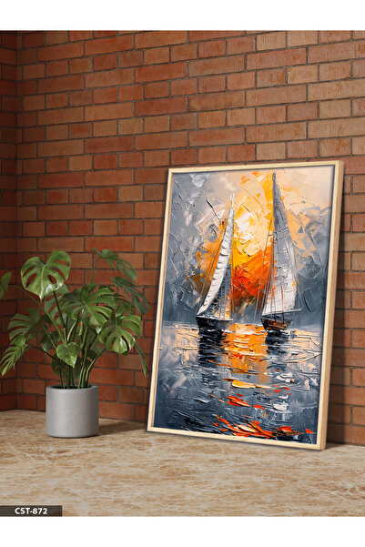 Evinemoda Oil Painting Look Two Kayaks One Piece Wooden Framed Painting