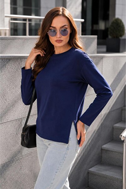 ŞİMAL Women's Crew Neck Tunic with Slit Detail 265195 -