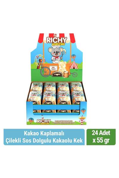 Bifa Richy Kaplamalı Sütlü Sos Dolgulu Kakaolu Kek 55 gr x 24 Adet