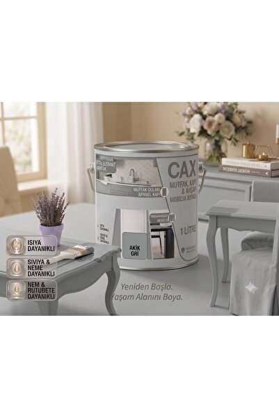 caxcolors CAX Ahşap Ve Mobilya Boyası 1 Litre - Masa, Sehpa, Mutfak Dolabı Ve...