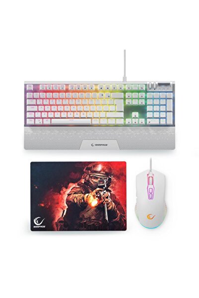 Rampage Carbon 3lü Set SMX-G68 Mouse 300350 Mousepad RGB Q Gaming Oyuncu Red Switch Klavye