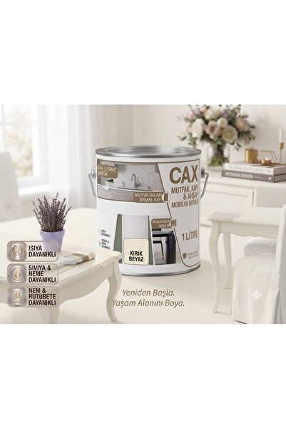 caxcolors CAX Ahşap Ve Mobilya Boyası 1 Litre - Masa, Sehpa, Mutfak Dolabı Ve...