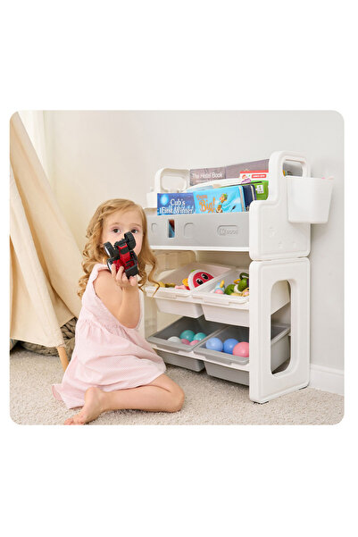 Fab N Funky Kids Multifunctional Double Level Bookshelf and Storage Organizer...