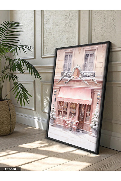 Evinemoda Pink Cafe One-Piece Wooden Framed Table
