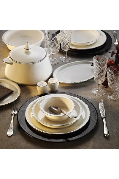 Onedekor 12 Kişilik 60 Parça Rumi Modern Platin Yemek Takımı