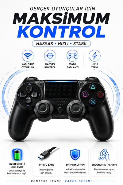Omaze PS4 Uyumlu V2 Titreşimli Kablosuz Oyun Kolu – Wireless Controller Çift ...