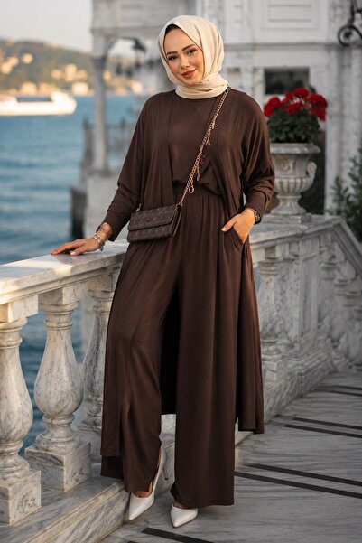 hafsamina Triple Combed Cotton Suit Brown Hm2954