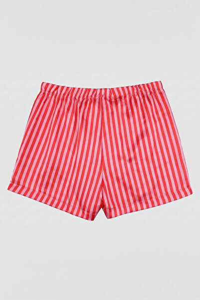 MARKAPIA WOMAN Women's Striped Satin Look Colorful Pajama Shorts