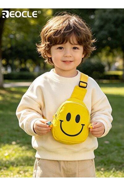REOCLE Kids' Chest Bag Smiley Face Print Lightweight Mini Crossbody Bag Casua...