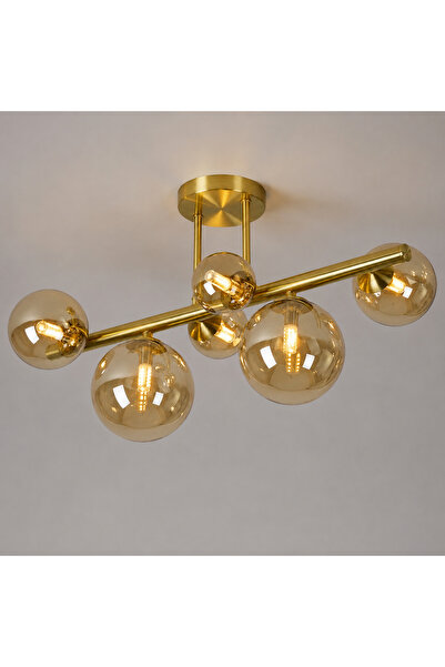 6 TOPLU MASA ÜSTÜ AVİZE ESKİTME GOLD FÜME CAMLI