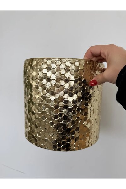 BitkiKapında Velvet Dekoratif Metal Saksı ( 28 cm çap - 25 cm boy )