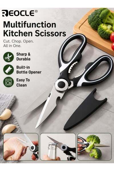 REOCLE Heavy-Duty Kitchen Shears Stainless Steel Food Scissors for Cutting Ch...