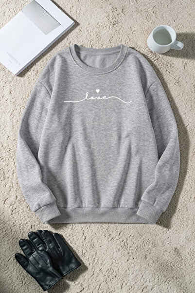 uyguntarz Unisex Love Printed Crew Neck Sweatshirt