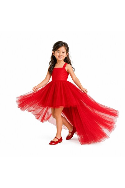 MadyaButik Prenses Model Tüllü Kız Çocuk Abiye Elbise 1-5 Yaş