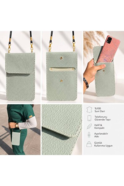 izel aksesuar Premium Luxury Crossbody Faux Leather Phone Bag
