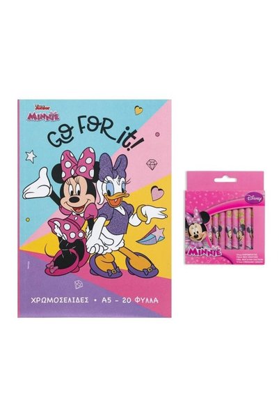 Minnie Mouse Set 12 creioane cerate si carte de colorat Minnie Mouse, multicolor