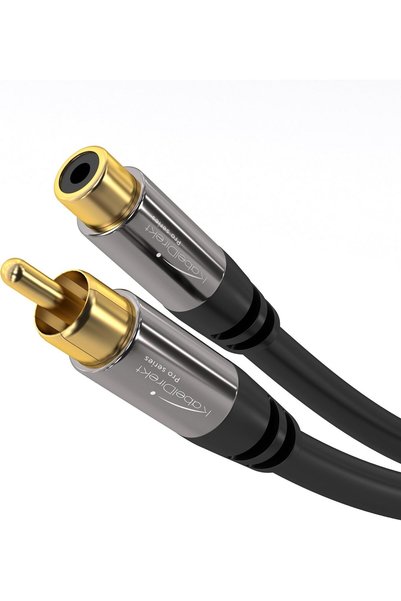 KABELDIREKT – Cinch uzatma kablosu – 5m | Subwoofer/ses kablosu, RCA fişten jak girişe, amplifikatör