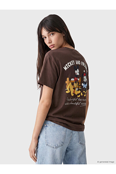 LC Waikiki Xside Brown Printed 100% Cotton Women's T-Shirt