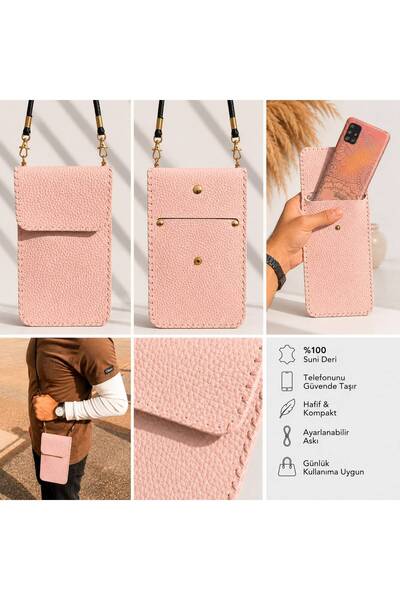 izel aksesuar Premium Luxury Crossbody Faux Leather Phone Bag