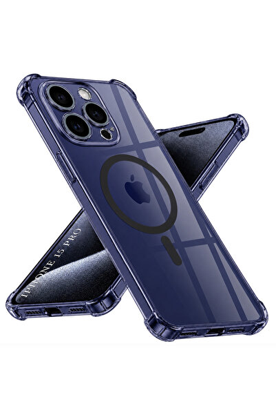 CLICK Husă pentru iPhone 15 Pro, din silicon transparent, rezistentă la șocur...