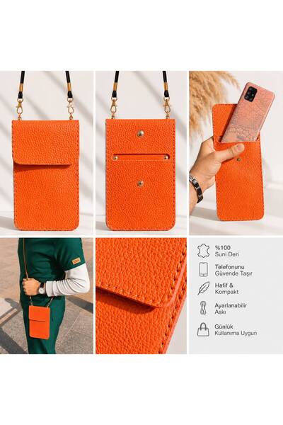 izel aksesuar Premium Luxury Crossbody Faux Leather Phone Bag
