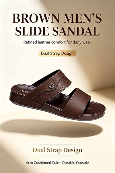 Amity Footwear KSA صنادل جلدية للرجال بحزامين، شباشب سهلة الارتداء مع مشبك مع...