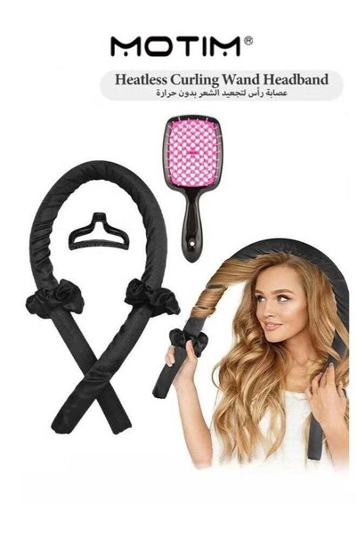 MOTIM Hair Curling Kit with Free Hollow out Massage Styling Comb Heatless Cur...