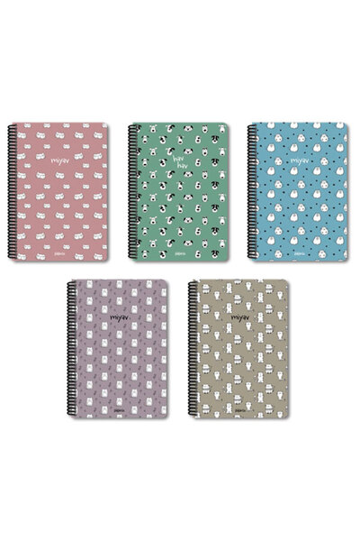 Colornote Papirüs Miyav A4 Spiralli PP Kapak 80 Yaprak Çizgili Defter