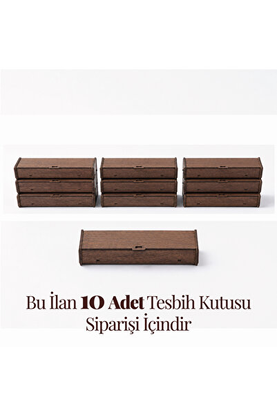 212toyzz 10'Lu Wooden Prayer Beads and Bracelet Box Walnut 22X6 cm Felt Inter...