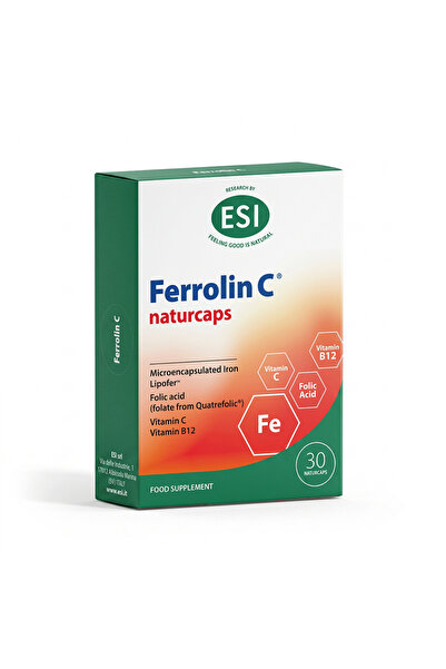 ESI Ferrolin C Iron Supplement for Women & Adults, 30 Naturcaps – Microencaps...