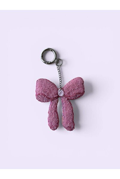 Kumru Studio Pink Bow Bag Charm – Hand-Embroidered Beaded Detailed Bag Charm