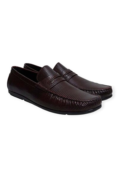 FRANCO CALVANI Burgundy Color Laceless Genuine Leather Men's Shoes