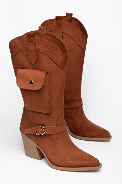 MS SUGAR SHOES Women's Suede Look Western Cowboy Boots with Pointed Toe, Pock...
