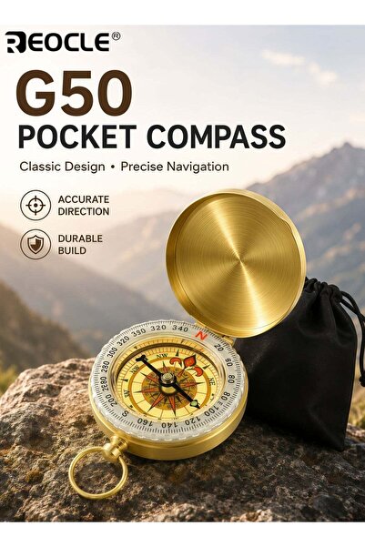 REOCLE Luminous Copper Survival Compass Vintage Compass Waterproof Design Hig...